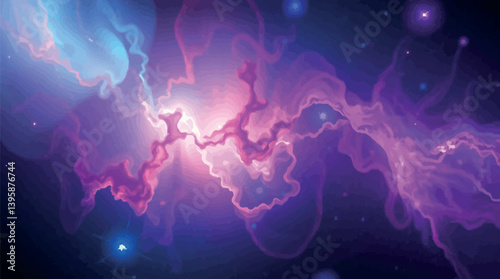 Cosmic nebula abstract background with deep space colors and glowing stars.