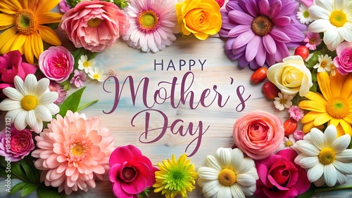 Pink roses and floral bouquets decorate a mothers day and thank you card, a beautiful gift of love for any celebration