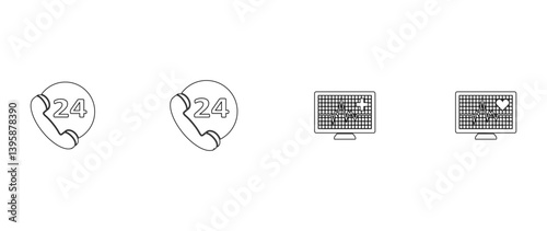 telephone suport icon set