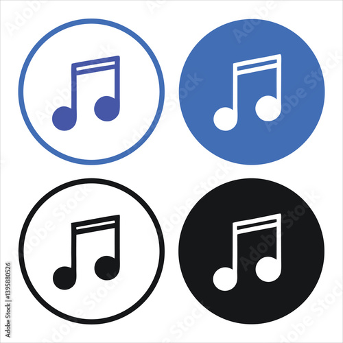 Music Note Icon Set Blue and Black Designs for Web and Graphic Design