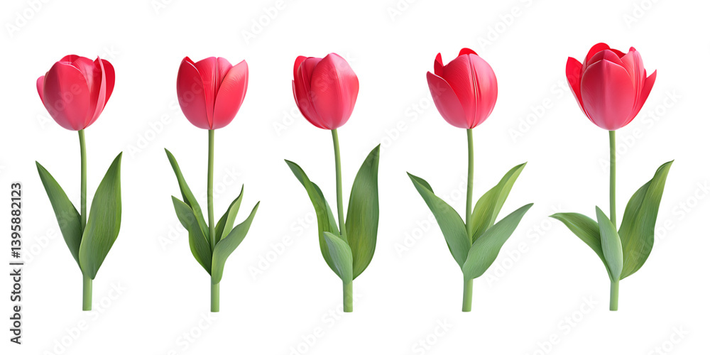 Pack Tulip Set in Different Poses on Transparent Background for Floral, Nature, and Decoration-Themed Designs Pack Tulip Set in Different Poses on Transparent Background for Floral, Nature, and Decoration-Themed Designs