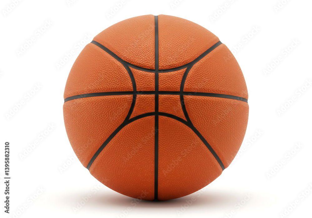 Fototapeta premium A perfectly textured orange basketball ready for the game, poised against a clean white background with sharp focus and smooth lighting.