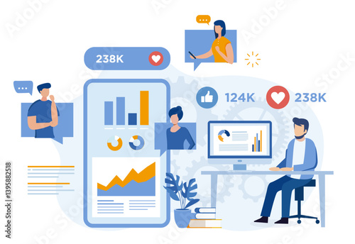 Flat illustration for ui-ux design, web design, mobile apps development.