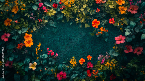 Obraz na płótnie Floral pattern different mix wildflowers buds top view. Beautiful aesthetic flowers texture Flat lay with copy space. Abstract Summer Floral art template w salonie