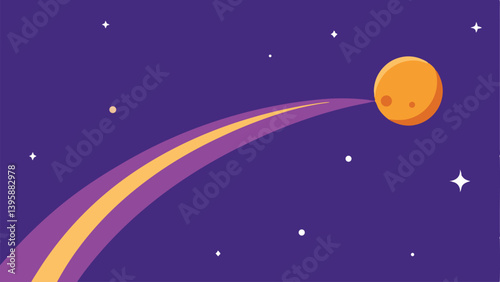 Dramatic Comet Trail Across Vast Cosmic Purple Sky Vector illustration Background