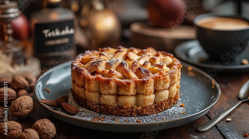 Wallpaper Mural Scandinavian apple-almond pie. Swedish dessert cake toskakaka Torontodigital.ca