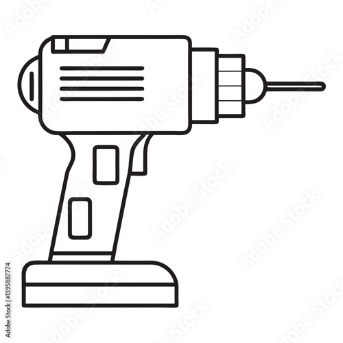 Minimalist Electric Drill Outline for DIY Home Repairs  