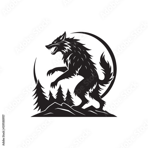 werewolf vector silhouette clip art logo design