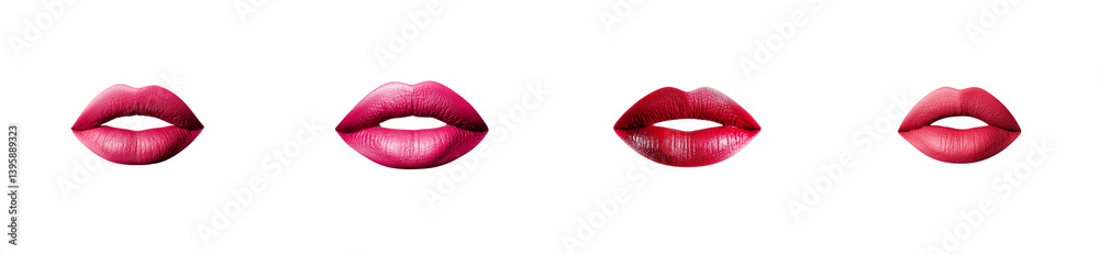 Obraz premium Different lips, colorful makeup, lipstick glamour, beauty concept, cut out transparent
