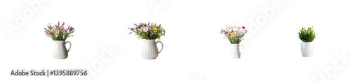 Wallpaper Mural Wildflower Bouquets in Pitchers and Pot , cut out transparent Torontodigital.ca