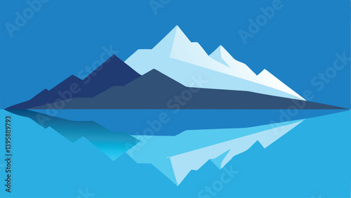 Idyllic Mountain Reflection on a Still Lake in the Early Morning Vector Illustration Background