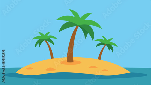 Tranquil Tropical Island Getaway with Palm Trees and Peaceful Sea Vector Illustration Background
