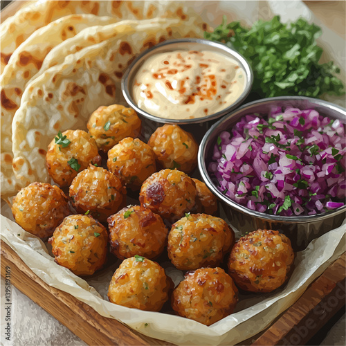 Falafel, watercolor illustration, isolated on a white background.

