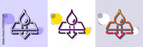 Water resistant line icon. Halftone dotted pattern. Gradient icon with grain shadow. Waterproof sign. Drop protection symbol. Line water resistant icon. Various designs. Vector