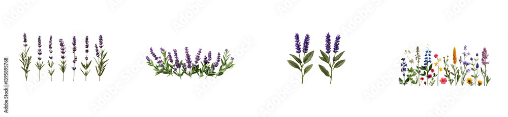 Naklejka premium Assorted Flower Arrangements Illustrations, cut out transparent