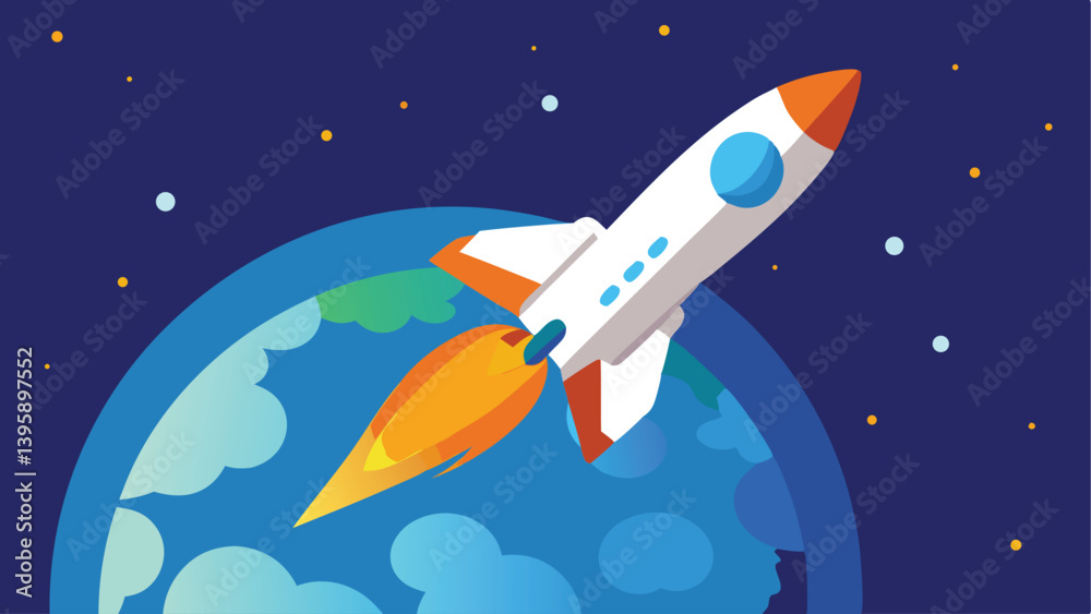 Space Shuttle Orbiting Earth with Stunning Galaxy Backdrop Vector Illustration Background Space Shuttle Orbiting Earth with Stunning Galaxy Backdrop Vector Illustration Background