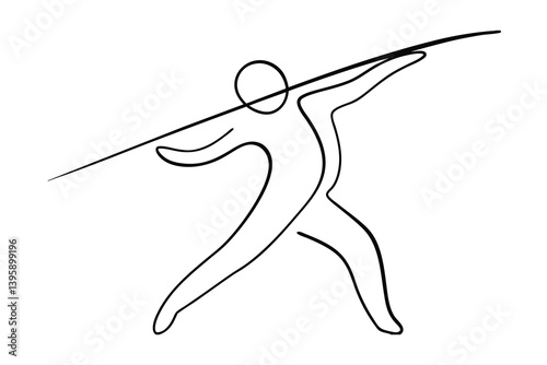 Javelin Throw Athlete Minimalist Line Art Vector Illustration White Background Graphic Design