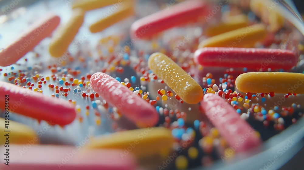 Obraz premium Colorful Candy Sprinkles Macro Shot Creating Festive and Fun Food Background