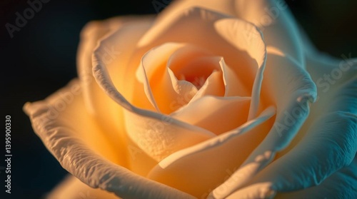 Close-up of a white rose, electric vivid colors, soft dreamy atmosphere, gentle soft light, diffused shadows, subtle illumination, hazy effect.