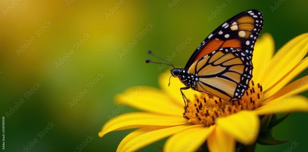 Closeup of monarch butterfly's wings on sunflower, nature, danaus plexippus, nature photography Closeup of monarch butterfly's wings on sunflower, nature, danaus plexippus, nature photography