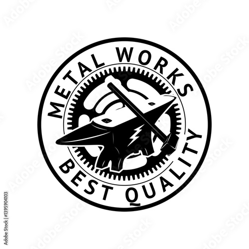 blacksmith, iron works labels, badges and design elements. Iron works emblems.