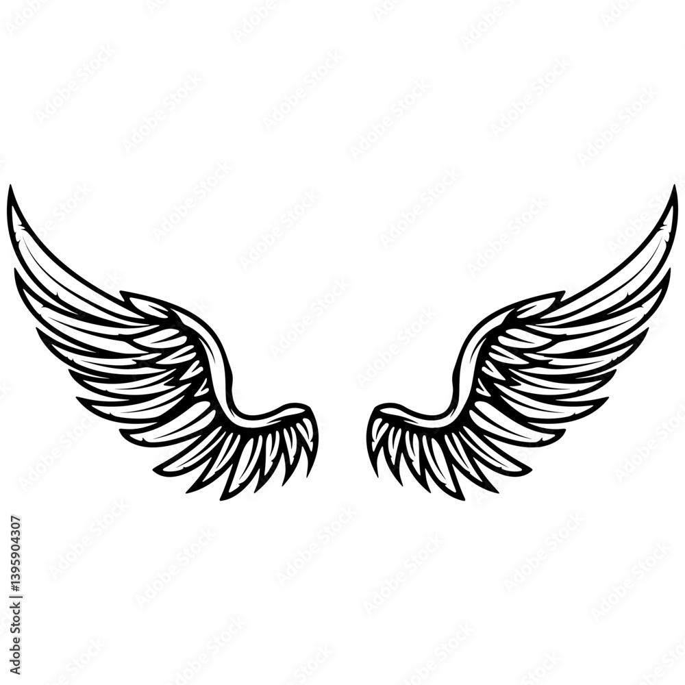 Fototapeta premium vintage vector wings isolated on white background. Design