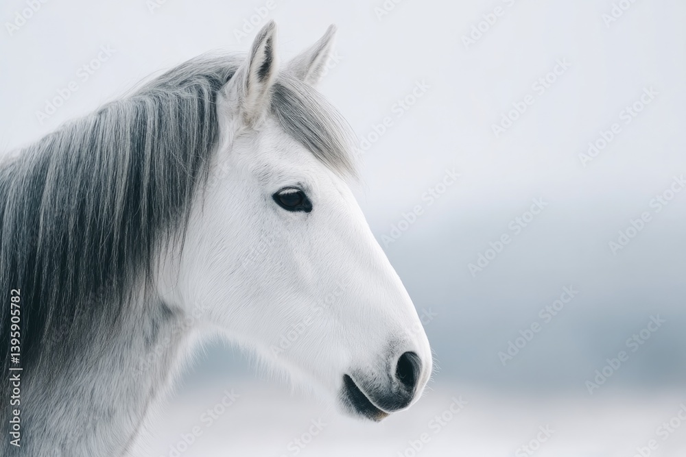 Fototapeta premium close-up of horse serene profile captured against vast clear sky with ample copy space