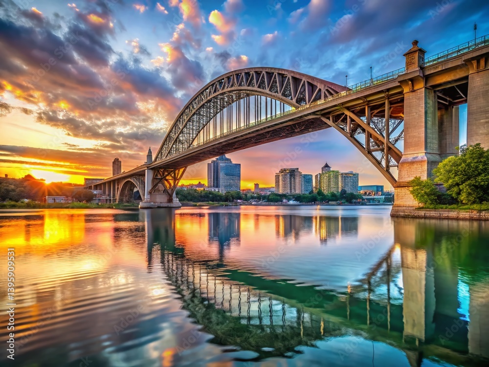 Naklejka premium International Bridge Spanning St. Marys River, Sault Ste. Marie