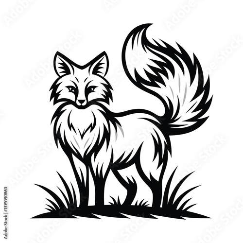 a fox silhouette with a bushy tail