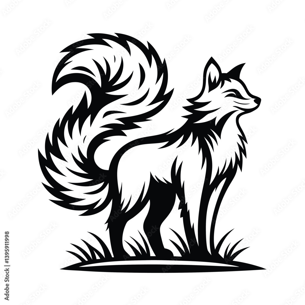 Obraz premium a fox silhouette with a bushy tail