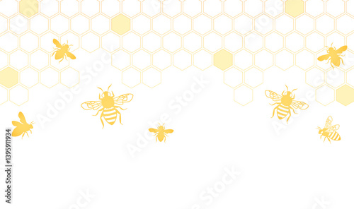Honey bee hive and flying bees background
