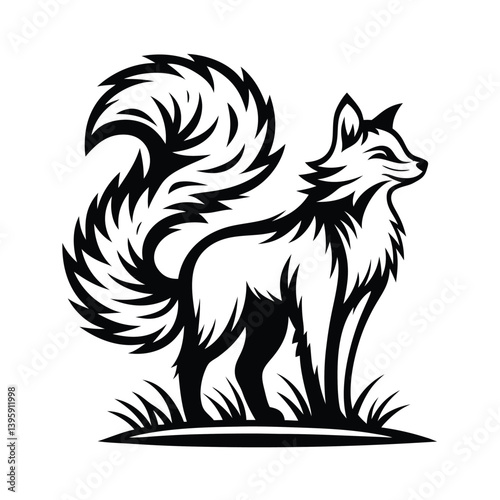 a fox silhouette with a bushy tail