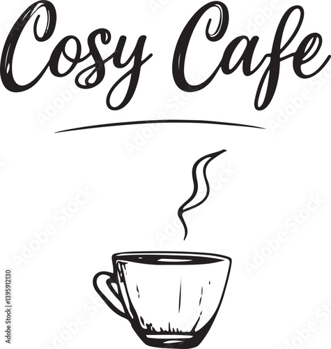 set of doodle sketch that say Cosy Cafe