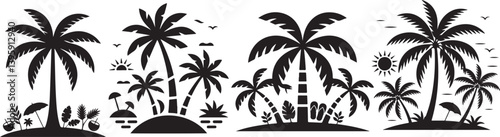 palm tree vector set
