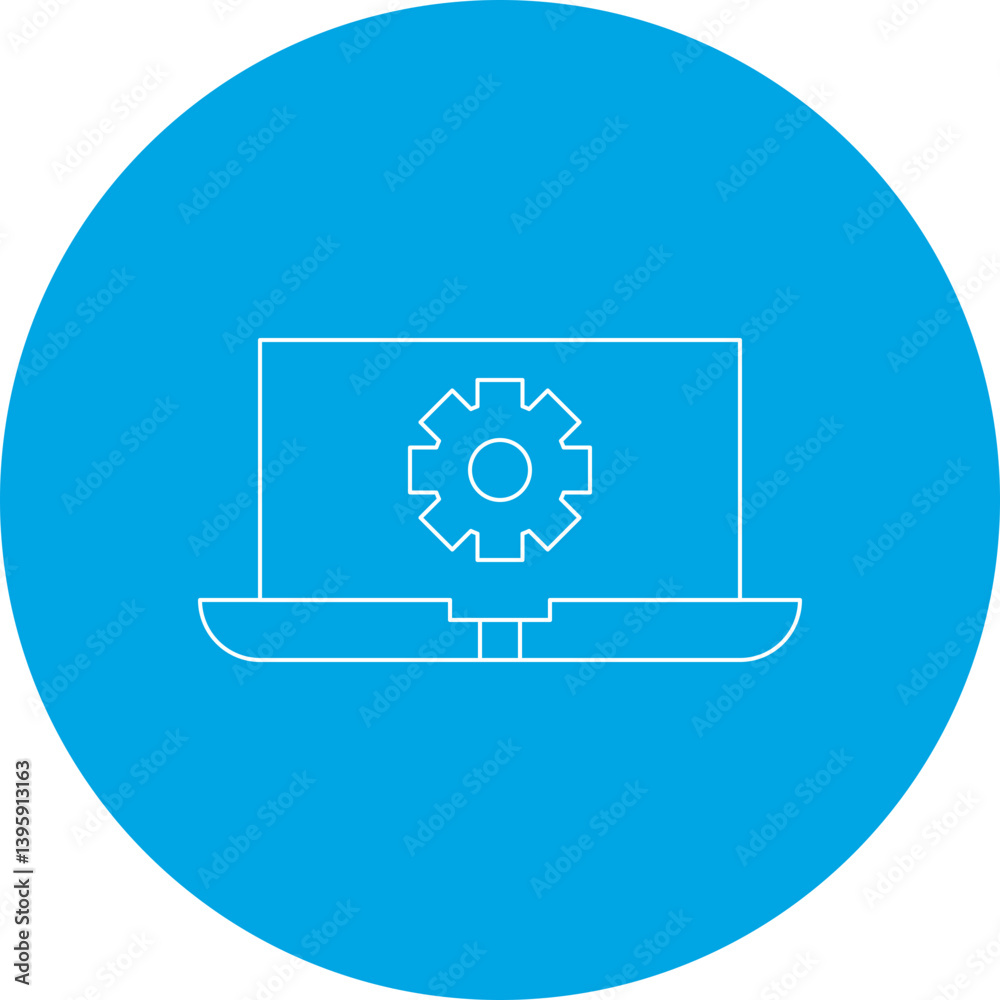 Laptop Settings single vector illustration icon Laptop Settings single vector illustration icon