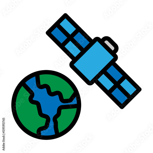 Remote Sensing Satellite Vector Filled Icon Design
