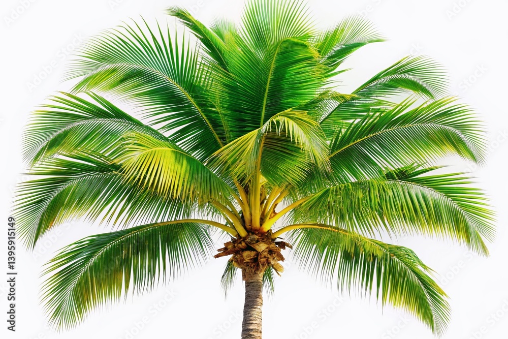 Fototapeta premium Isolated Palm Tree on White Background - Tropical Summer Vacation Stock Photo