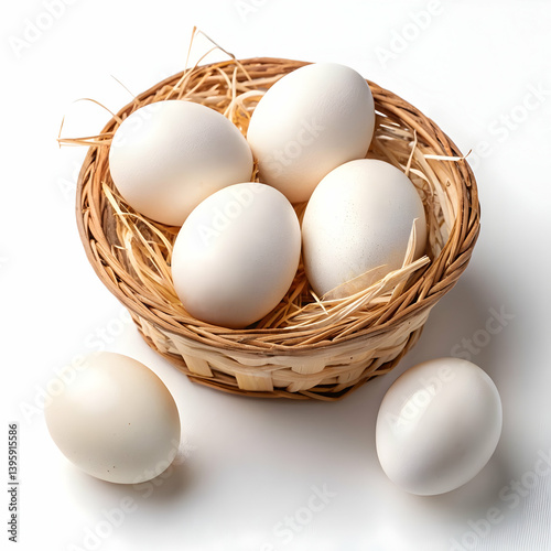 Wallpaper Mural White Eggs in Basket, Fresh Farm Eggs, Food Photography Torontodigital.ca