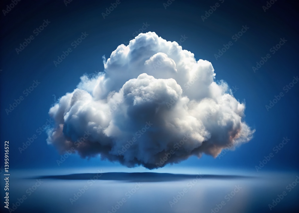 Naklejka premium Isolated White Cloud, Long Exposure, Atmospheric, Fluffy, Sky