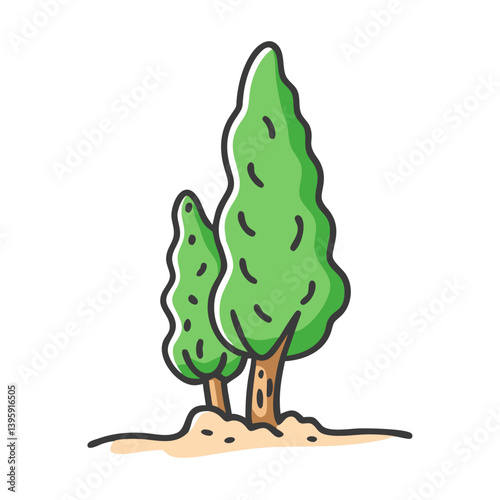 cypress tree icon, cypress tree vector illustration-simple illustration of cypress tree, perfect for cypress tree logos and icons