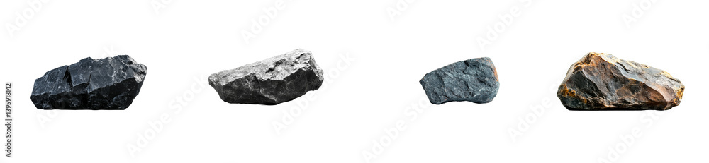 Assortment of raw rocks, isolated on a black background, cut out transparent Assortment of raw rocks, isolated on a black background, cut out transparent