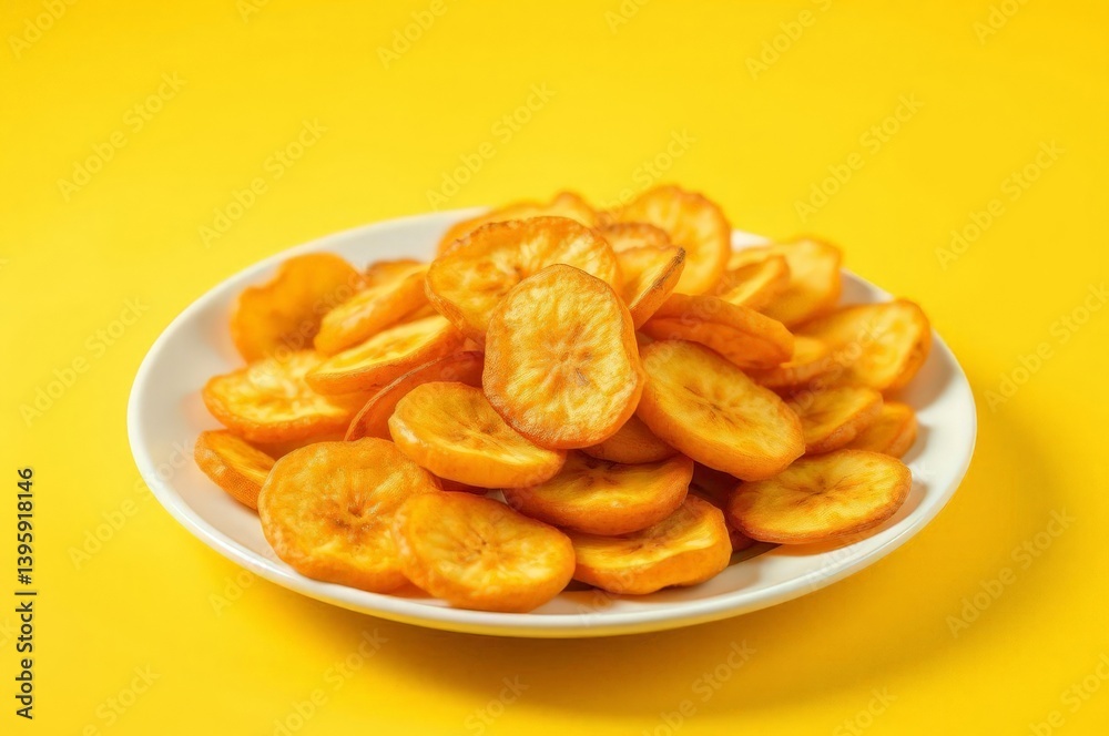 Plantain Chips on Vibrant Plate Plantain Chips on Vibrant Plate