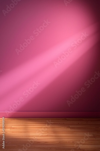 empty room with wooden floor and purple wall