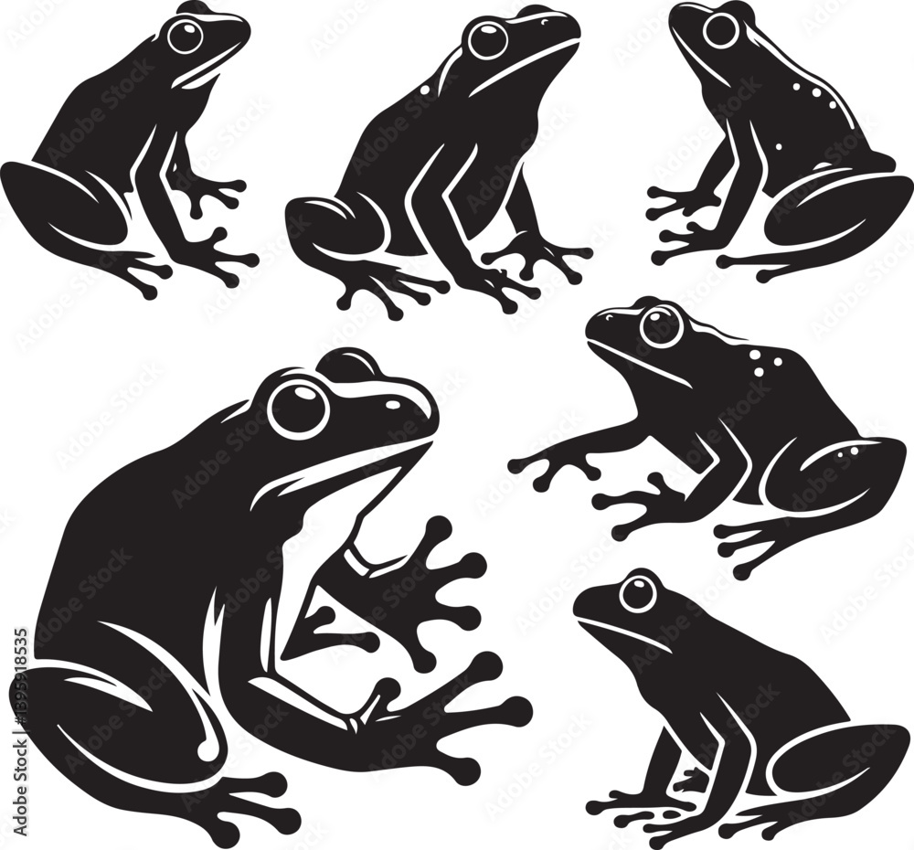 Fototapeta premium animal pose with different style silhouette victor isolated on the white background.