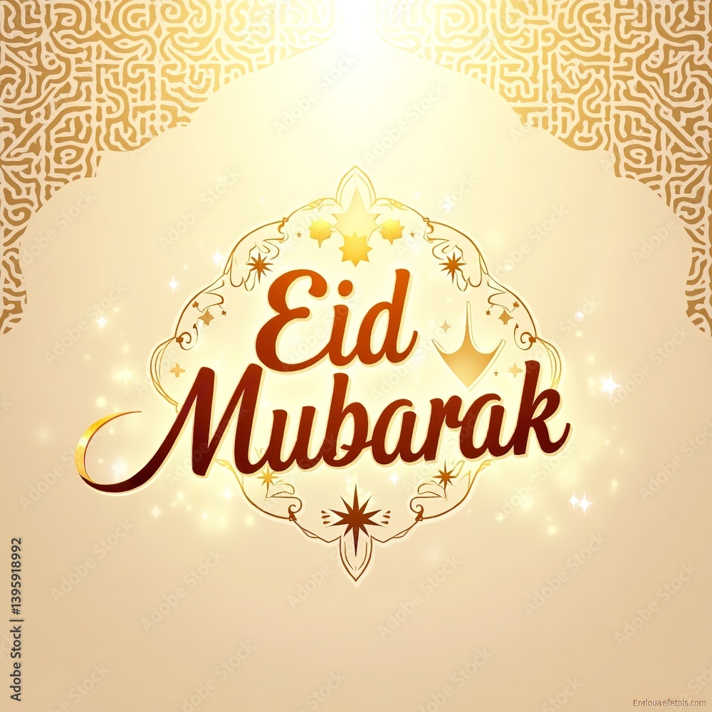 Eid Mubarak Golden Celebration warm glow ornate design festive wishes elegant greeting