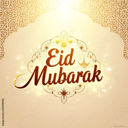 Eid Mubarak Golden Celebration warm glow ornate design festive wishes elegant greeting