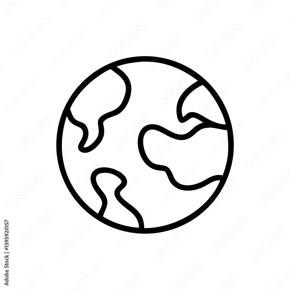 Earth Icon in Black and White Style Representing Planet Earth Icon in Black and White Style Representing Planet