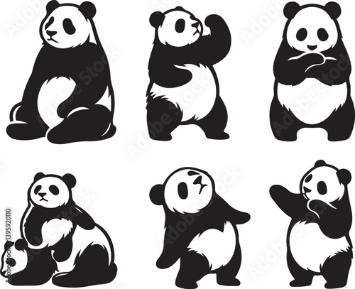 animal pose with different style silhouette victor isolated on the white background.