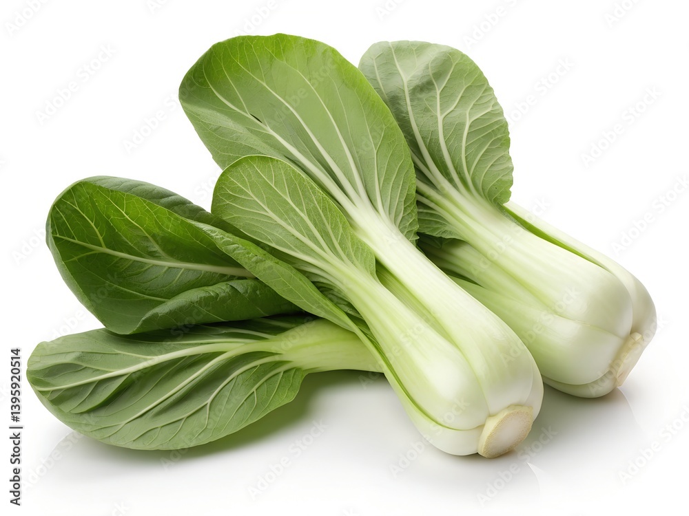 Fresh Bok Choy Cluster on White Background Fresh Bok Choy Cluster on White Background