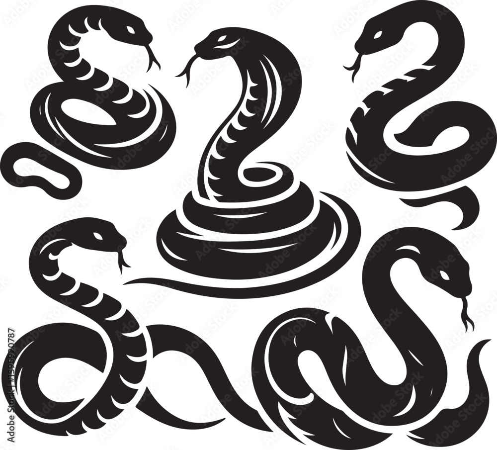 Fototapeta premium animal pose with different style silhouette victor isolated on the white background.